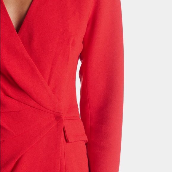Lord & Taylor Deep Vneck Blazer Mini Dress Red - Picture 2 of 5